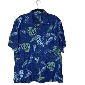 Honolua Surf Co. Hawaiian Button Up Shirt Men’s L Monstera Island Vacation Core